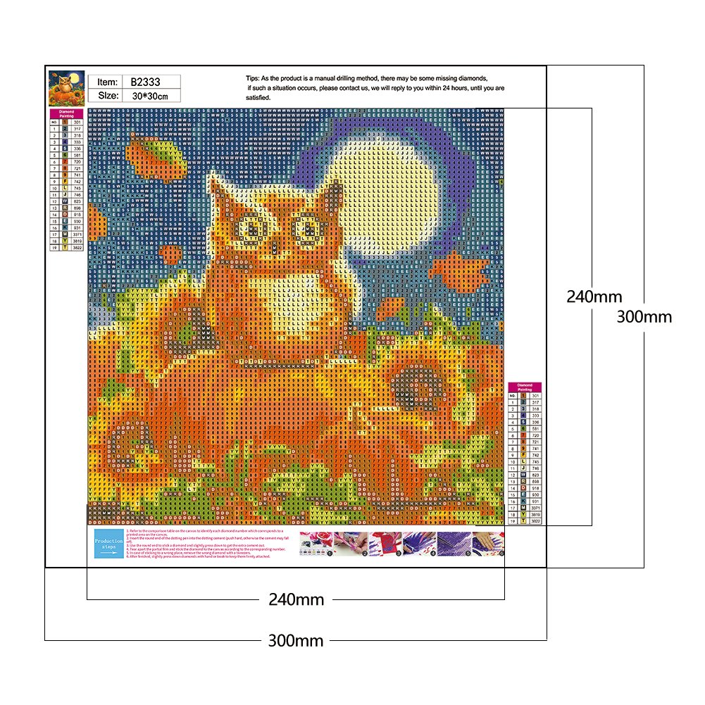 5D DIY Diamond Painting Kit - Full Round - Pumpkin Owl
