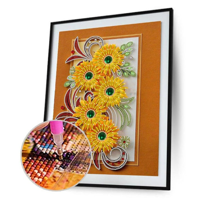 DIY 5D Crystal Rhinestone Diamond Painting Kit Yellow Flower
