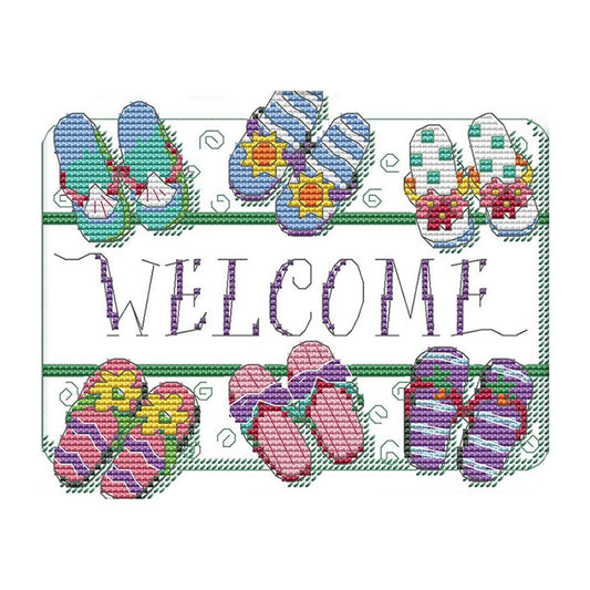 14ct Stamped Cross Stitch Welcome Sign (21*18cm)