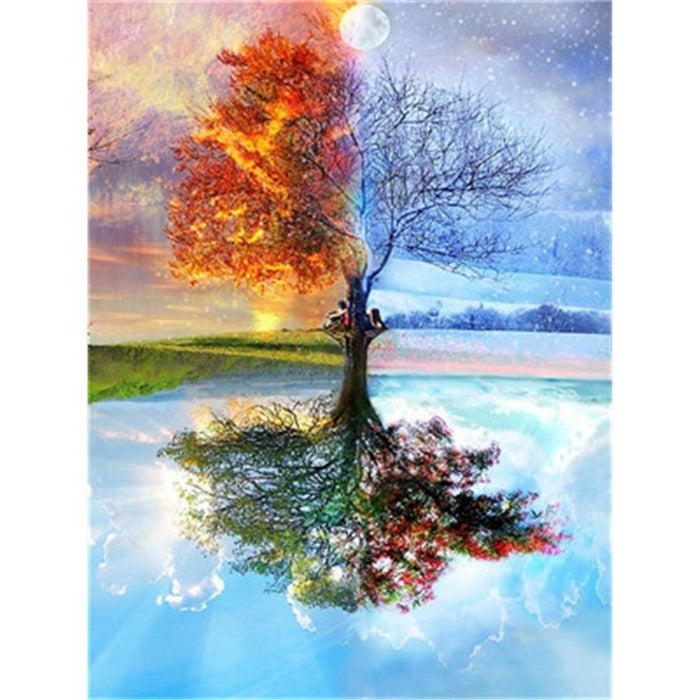 4 Seasons Tree Scenery Diy Digital Oil Painting Modern Wall Art