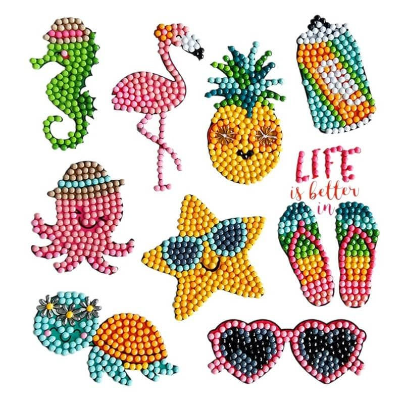 9pcs DIY Animal Pineapple Diamond Painting Stickers Kit