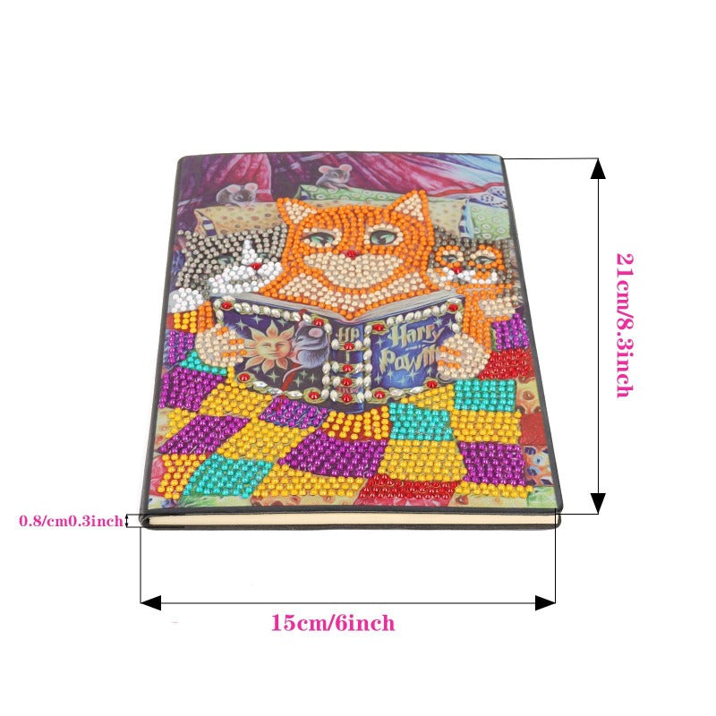 A5 5D Notebook DIY Part Special Shape Rhinestone Diary Book | Cat【diamondpaintingsart】