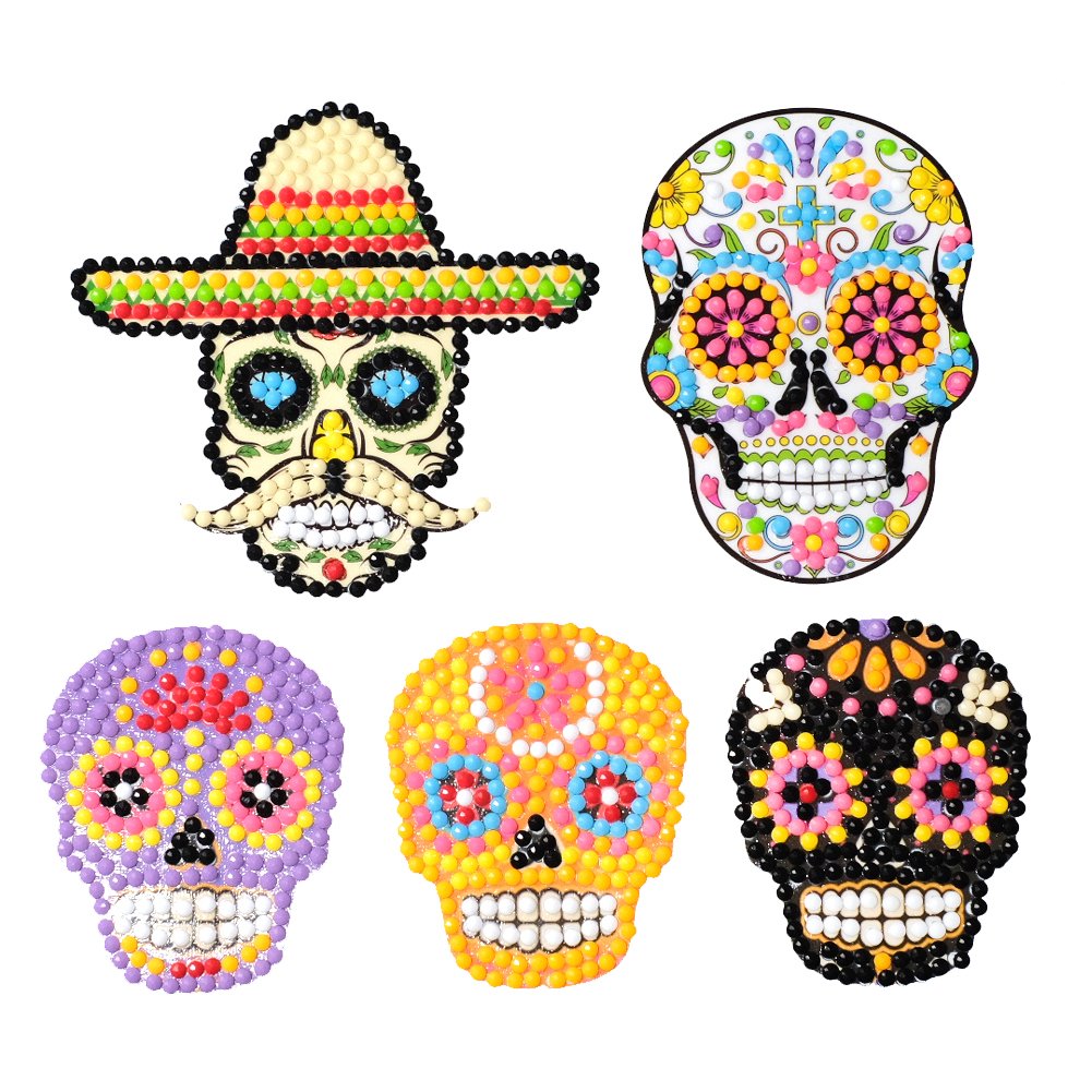 5x Diamond Painting DIY Color Skulls Sticker for Cup Book Phone Decoration