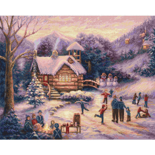 11ct Stamped Cross Stitch Playing Snow (40*50cm)