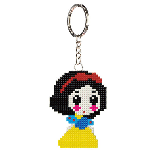 Snow White Stamped Beads Cross Stitch Keychain