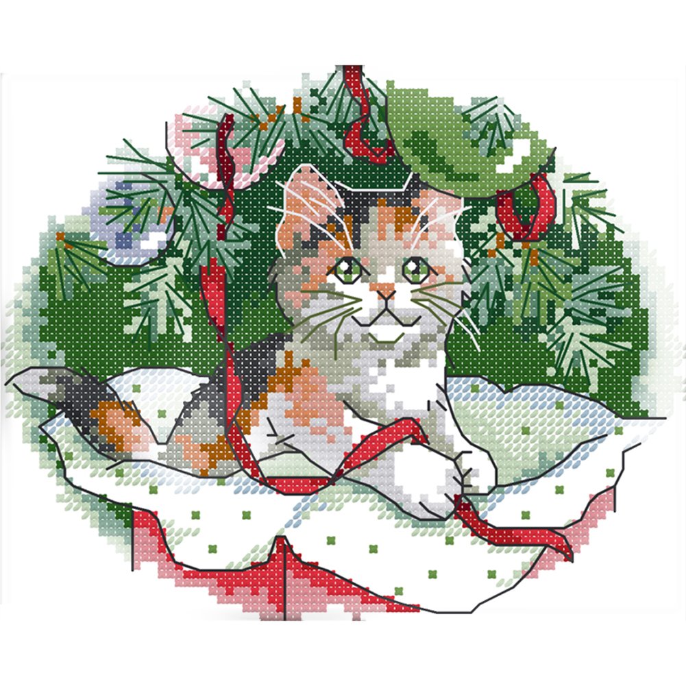 14ct Stamped Cross Stitch Cat (20*17cm)