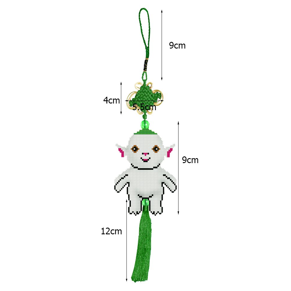 Stamped Beads Cross Stitch Keychain Radish Elf 