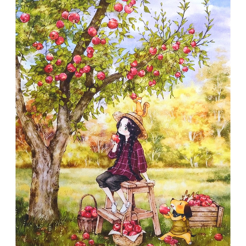 11ct Stamped Cross Stitch Girl Apple Tree ( 40*45cm)