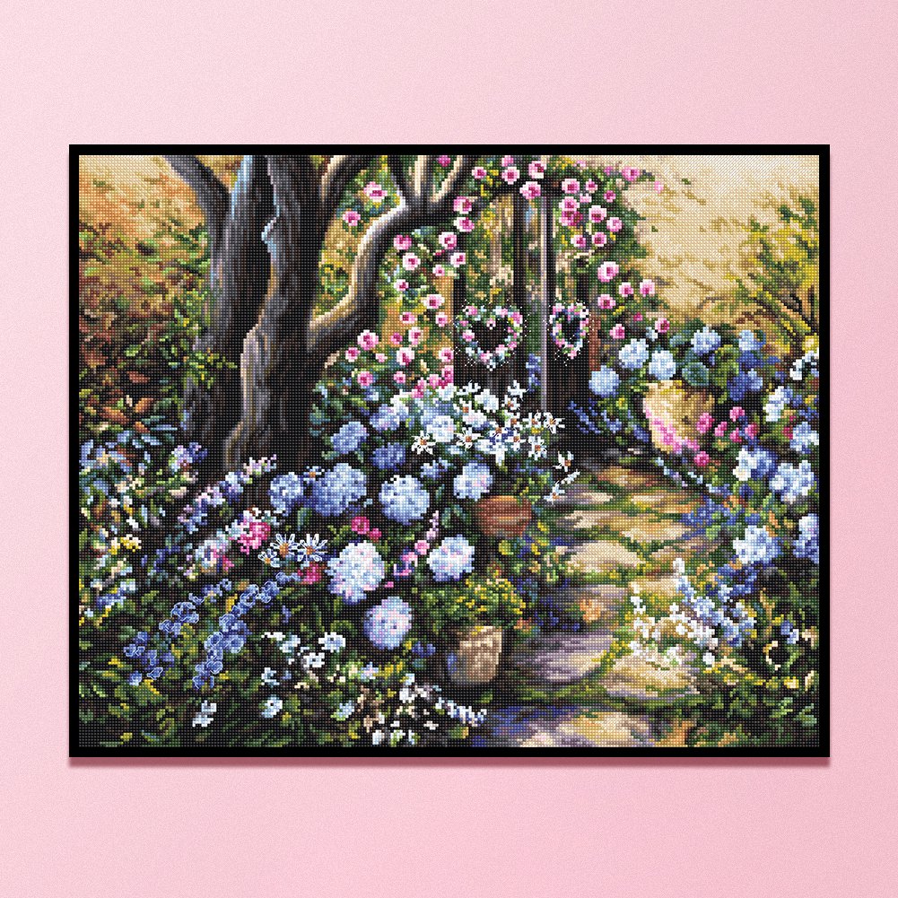 Ponto cruz estampado 11ct - porta de jardim (50*40cm)