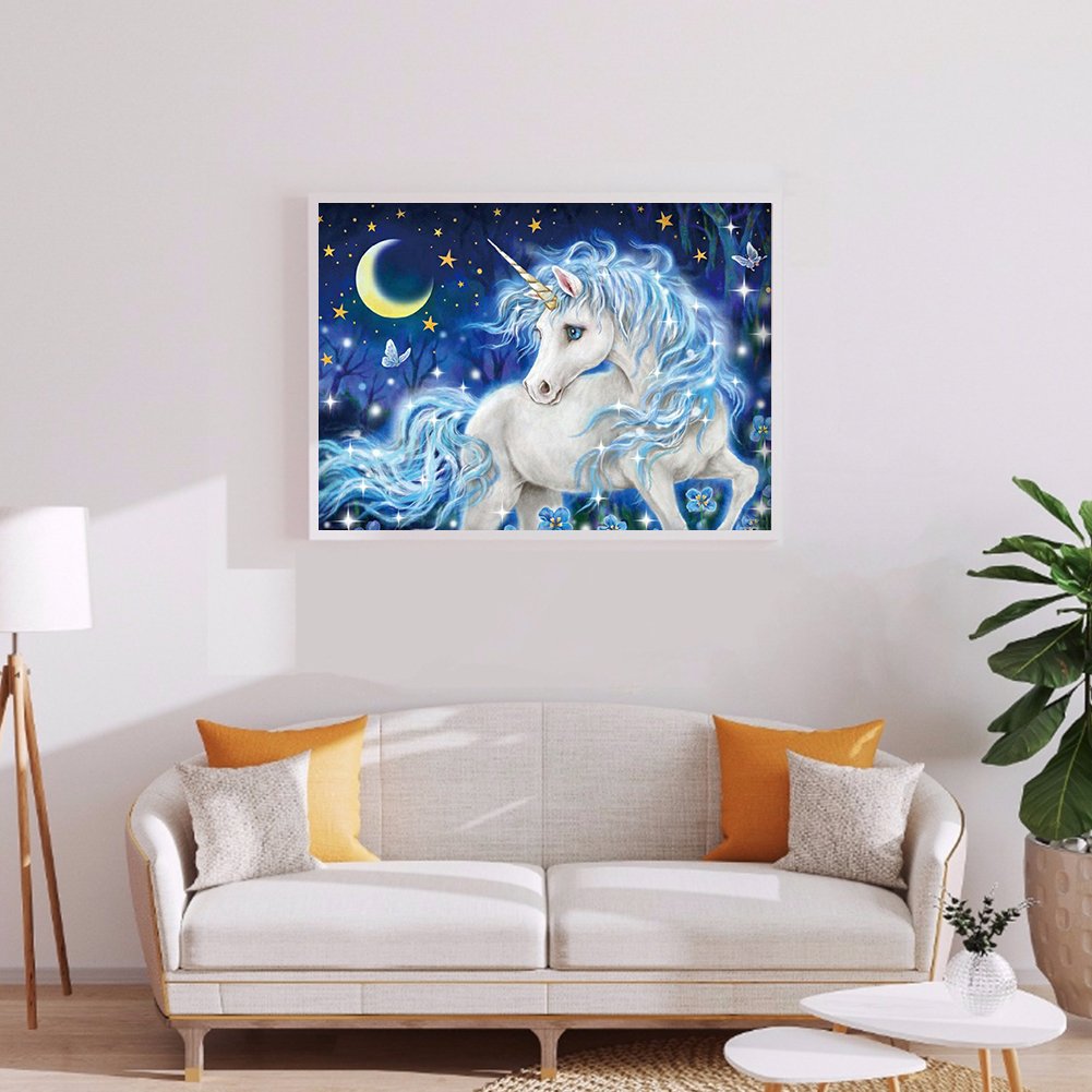 Diamond Painting - Full Round / Square - Unicorn Under Starry Night