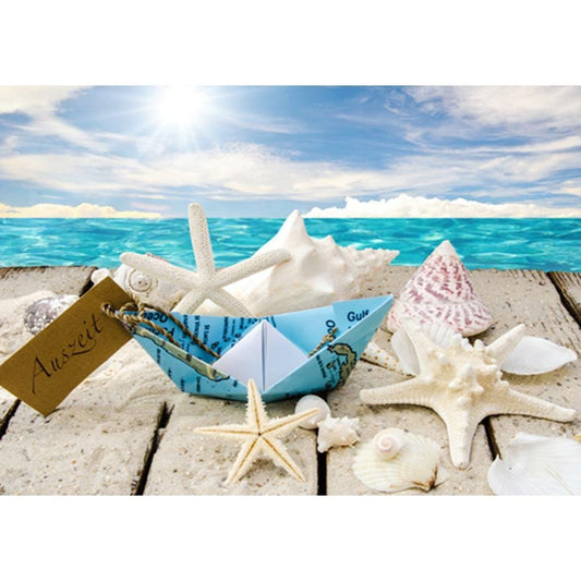 5D Diy Diamond Painting Kit Full Round Beads Beach Sea Star