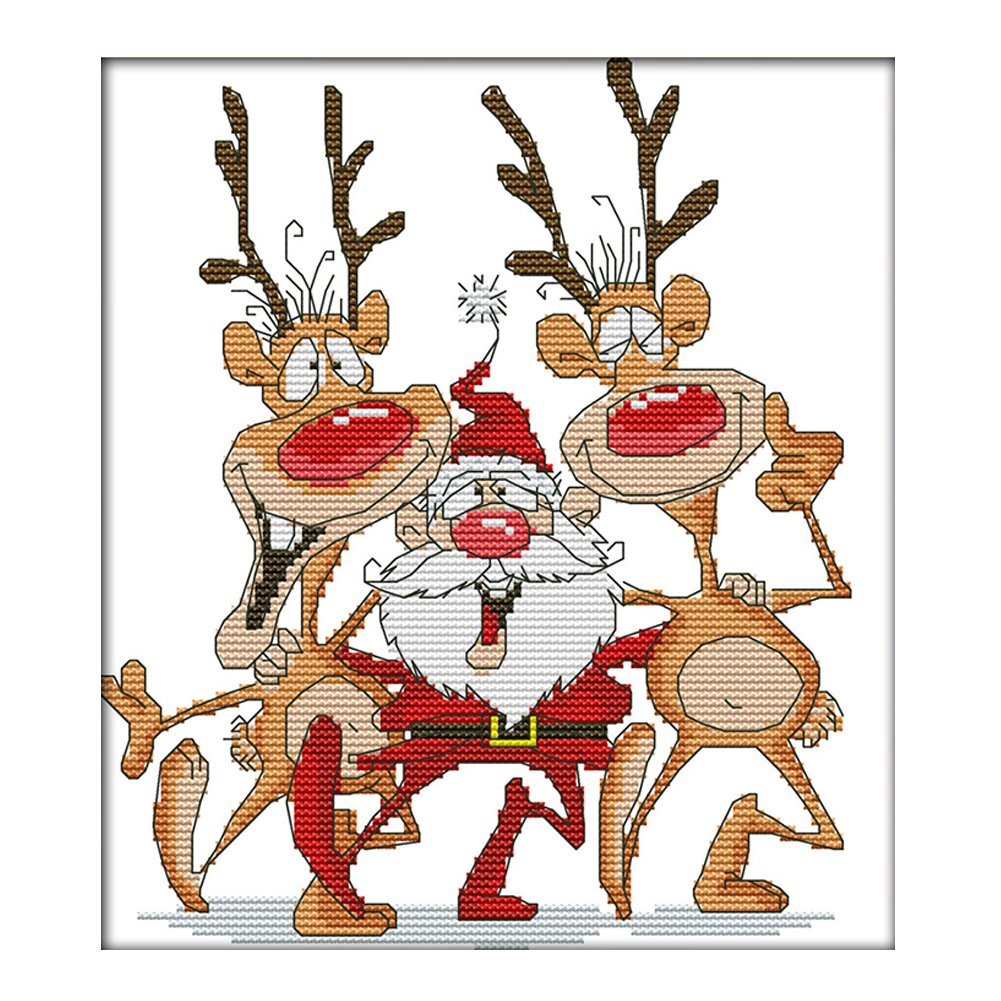 14ct Stamped Cross Stitch Santa Claus & Elk (28*26cm)