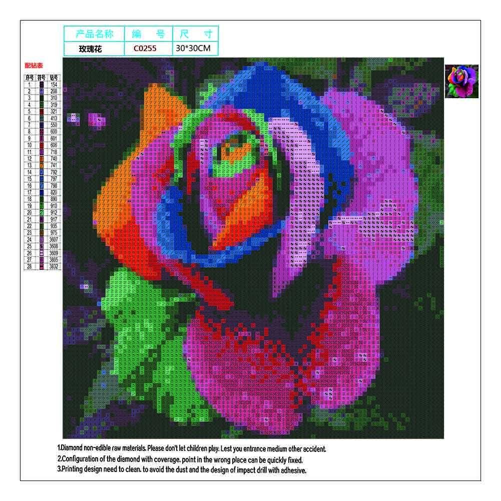 Diamond Painting - Full Round - Colorful Rose 3
