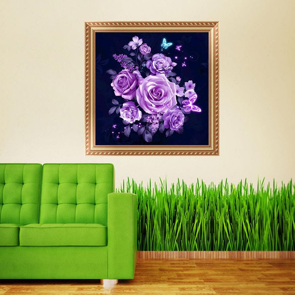 Diamond Painting - Partial Round - Purple Rose 4