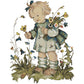 14ct Stamped Cross Stitch Little Girl Picking Flowers(26*31cm)