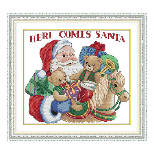 14ct Stamped Cross Stitch Santa Claus & Bears (32*29cm)