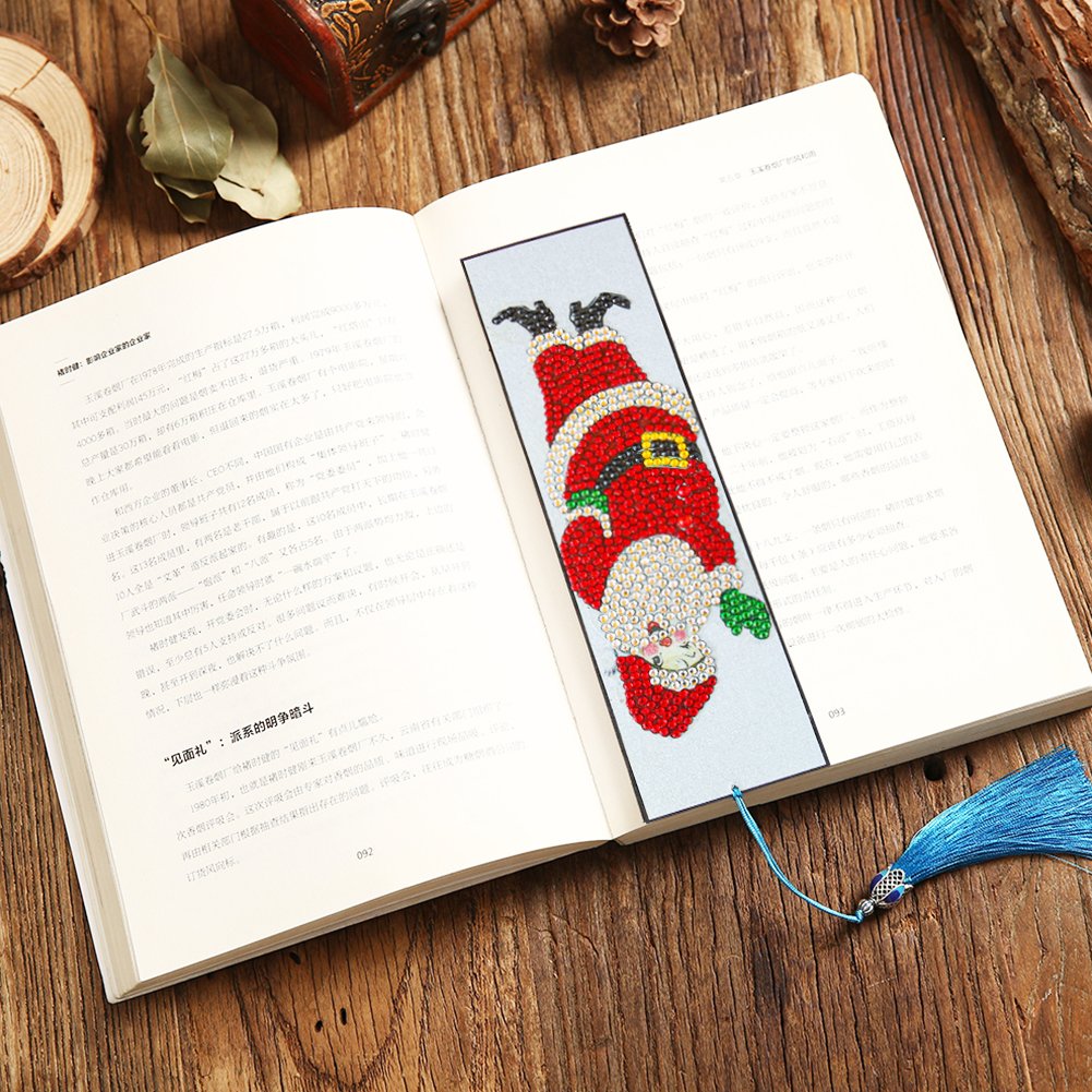 Father Christmas Diamond Painting Bookmark DIY Leather Tassel Book Marks