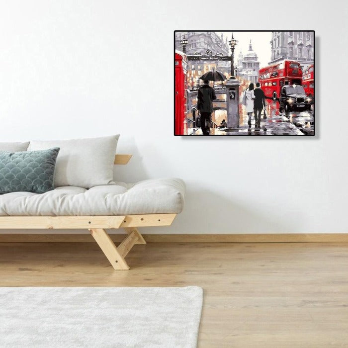 Painting By Numbers Kit London Street Hand Painted Canvas Oil Art Picture