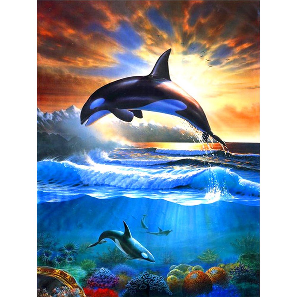 Full Drill Diamond Painting jumping Dolphin