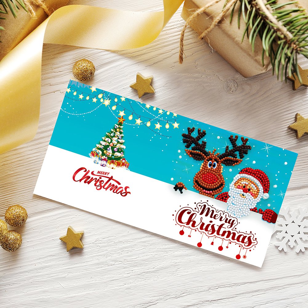 DIY Diamond Painting Greeting Card - Santa Claus & Elk