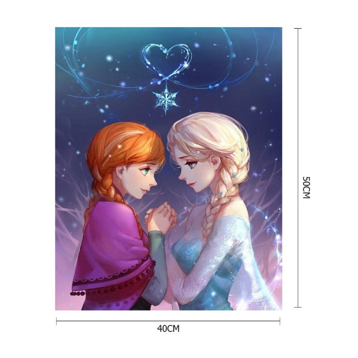 Paint By Number Elsa and Anna Canvas Oil Painting Size