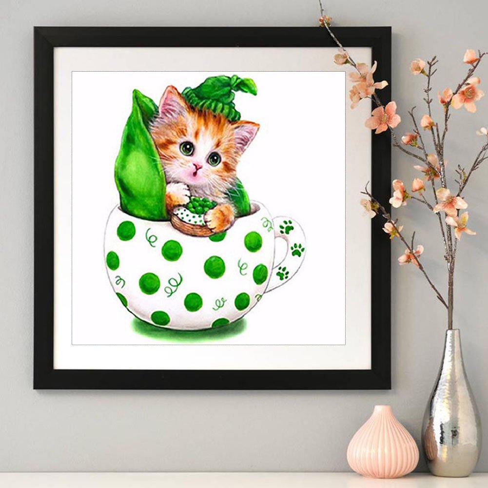 Diamond Painting - Partial Round - Cup Cat D