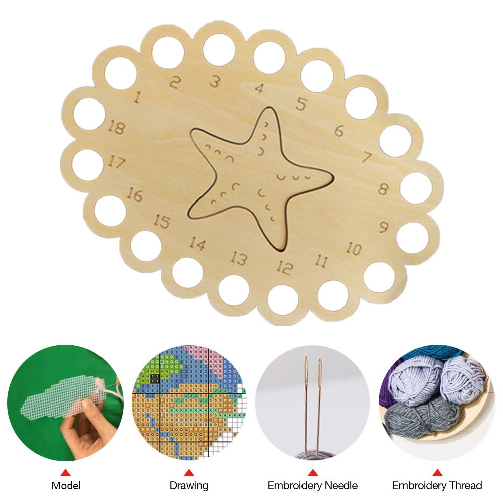 Hollow Thread Board Wooden Cross Stitch Tool - Starfish