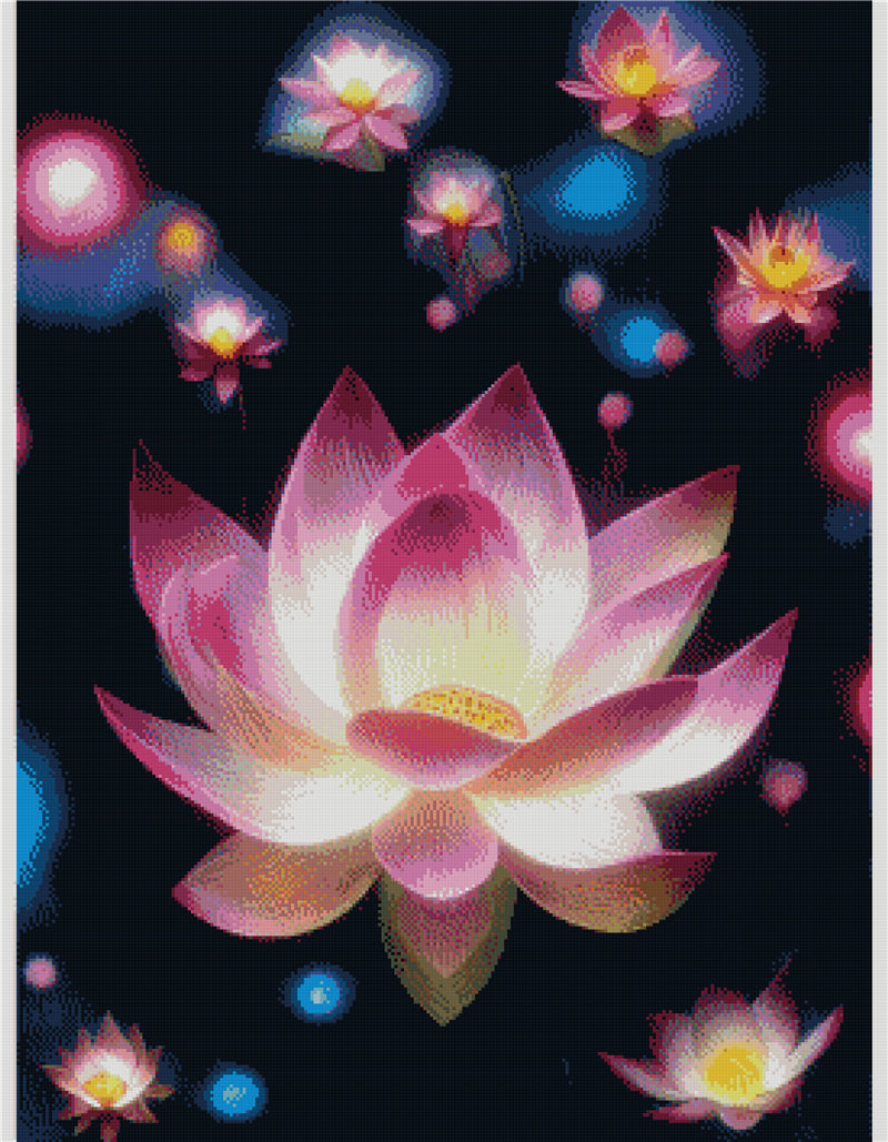 flor de loto | Kits completos de pintura de diamantes redondos/cuadrados 50x70cm 60x80cm A