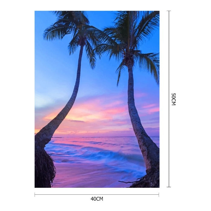 Seaside Coconut Trees Hand Painted Canvas Picture Craft Kit