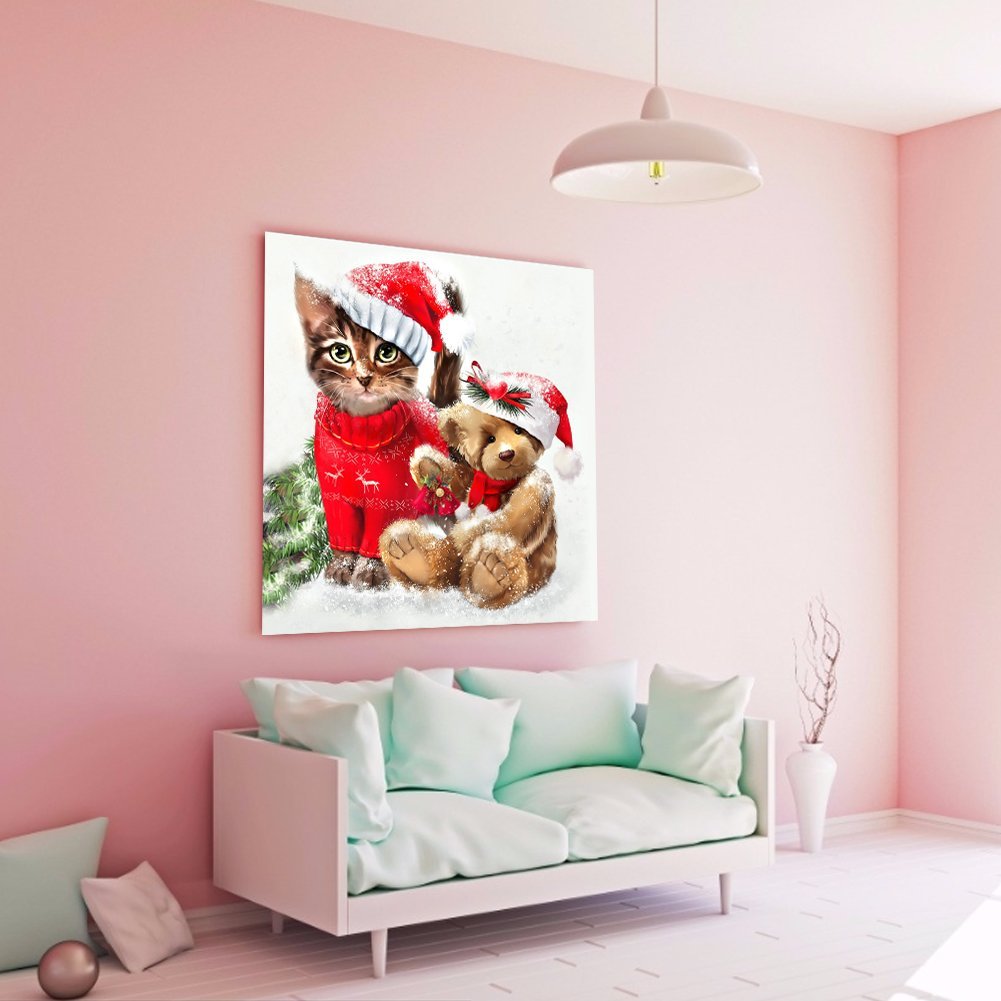 Diamond Painting - Full Round - Christmas Cat