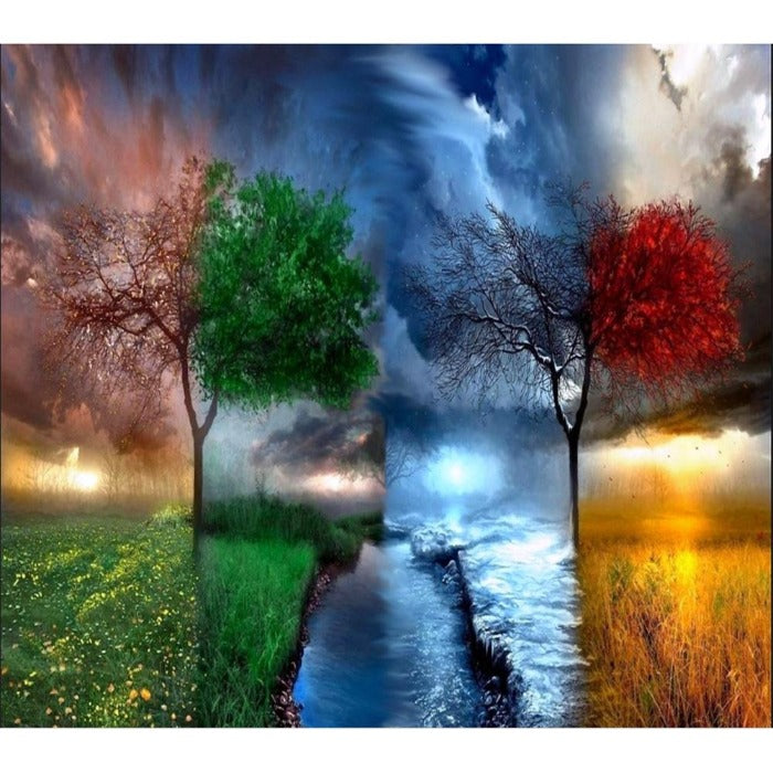 DIY Oil Painting By Number Picture Acrylic Canvas Four Seasons Wall Art Decor