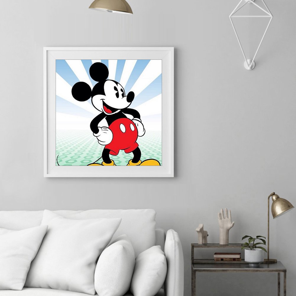 Mickey Mouse Rhinestone Embroidery Art On Canvas
