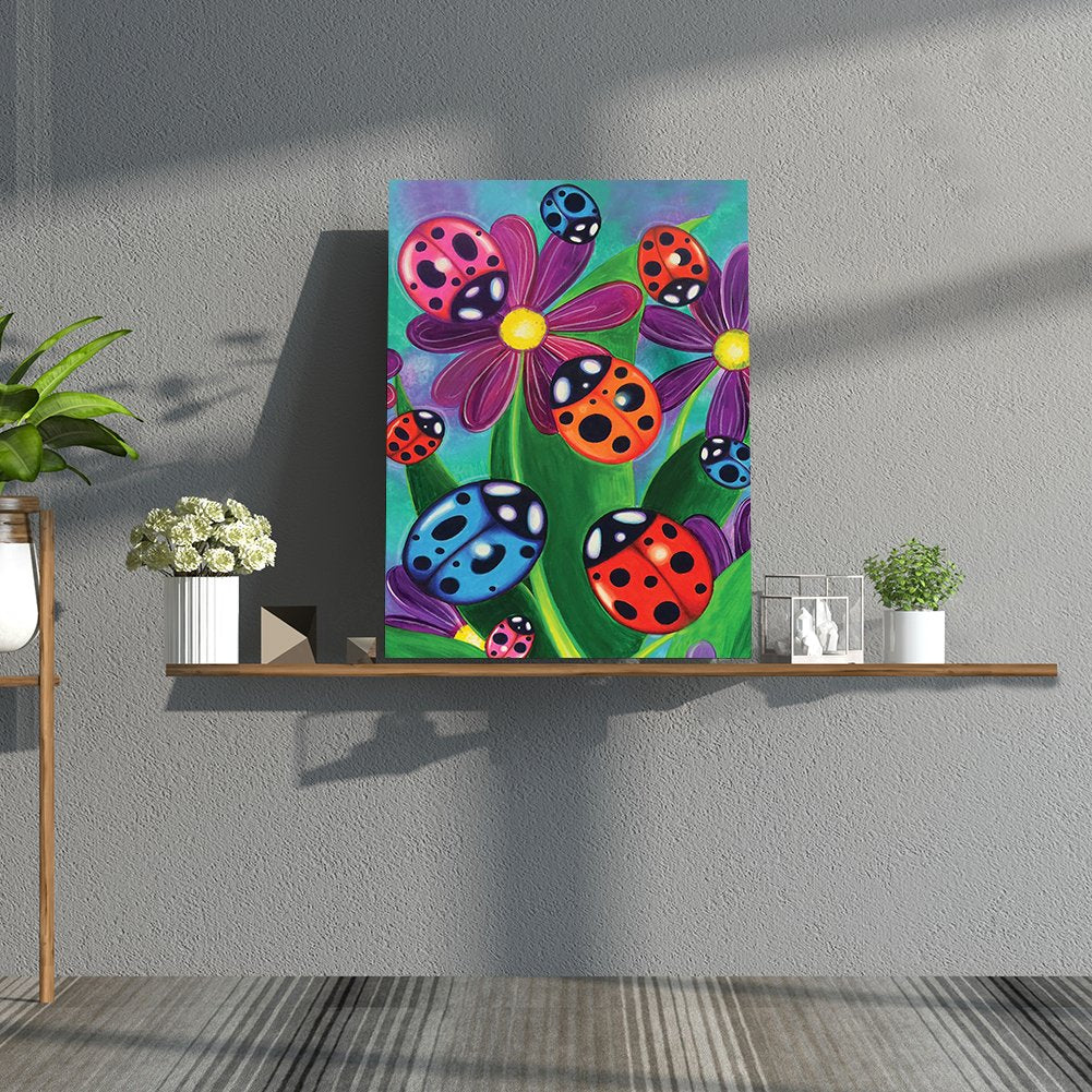 Diamond Painting - Full Round - Flower Ladybug