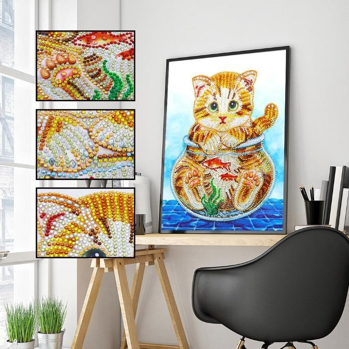 DIY 5D Crystal Rhinestone Diamond Painting Kit Cat