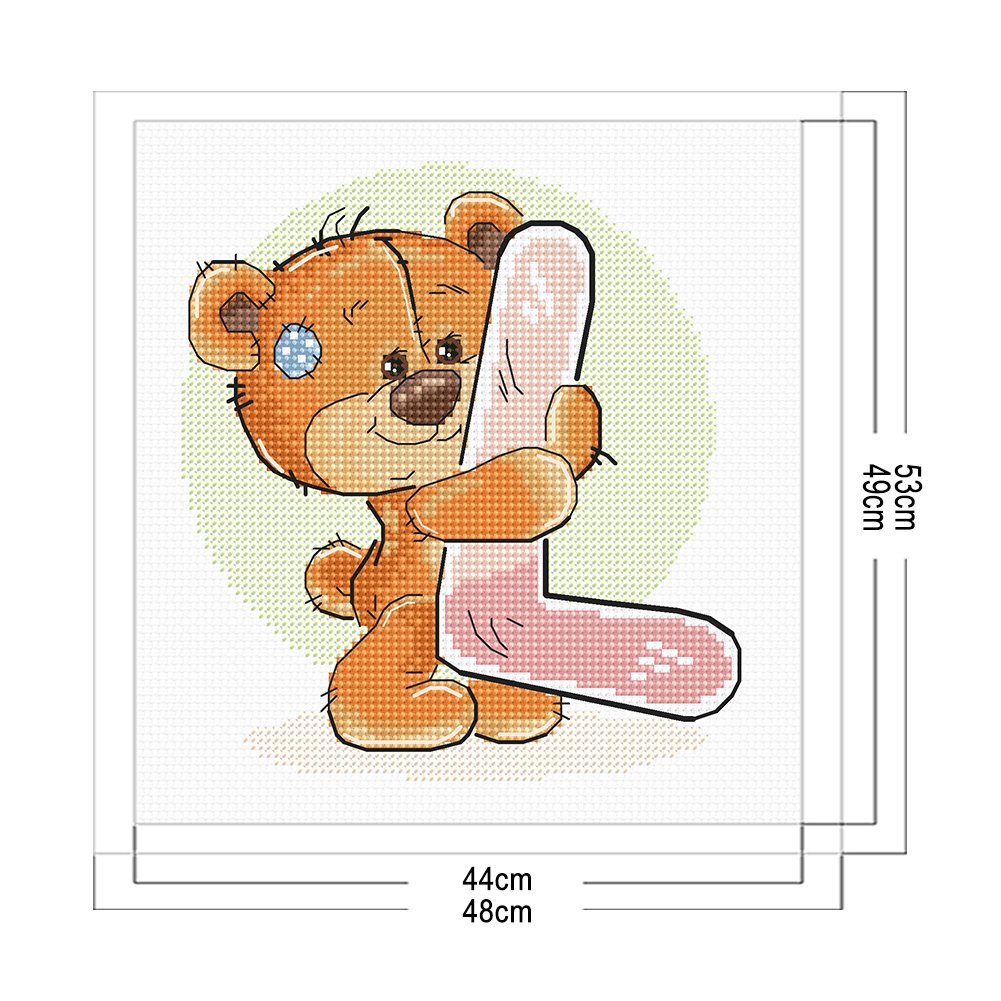 11ct Estampado Ponto Cruz - Urso (48*53cm)