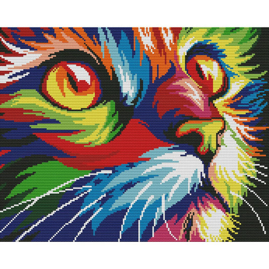 14ct Stamped Cross Stitch Colorful Cat (39*32cm)