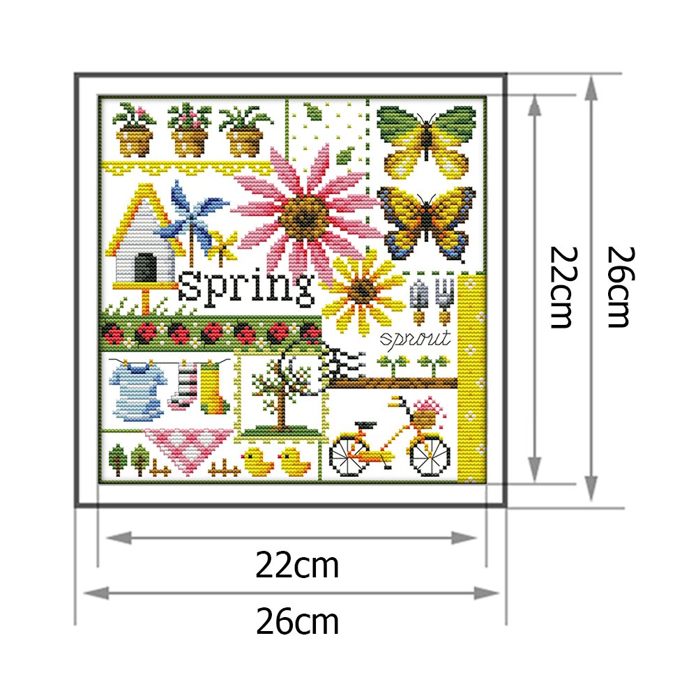 14ct Stamepd Cross stitch - Spring (26*26cm)
