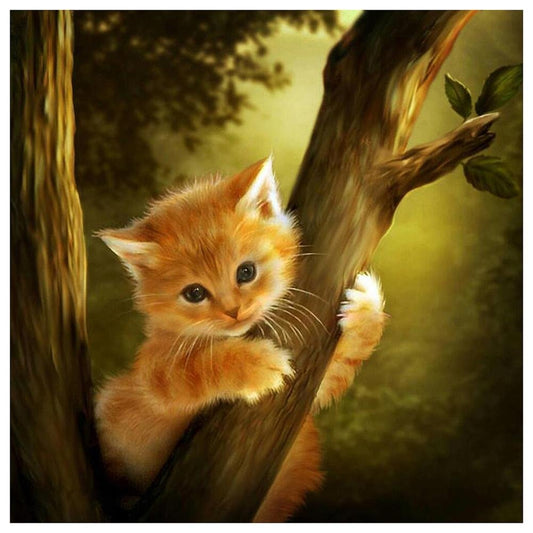 Cat on the tree diamond painting