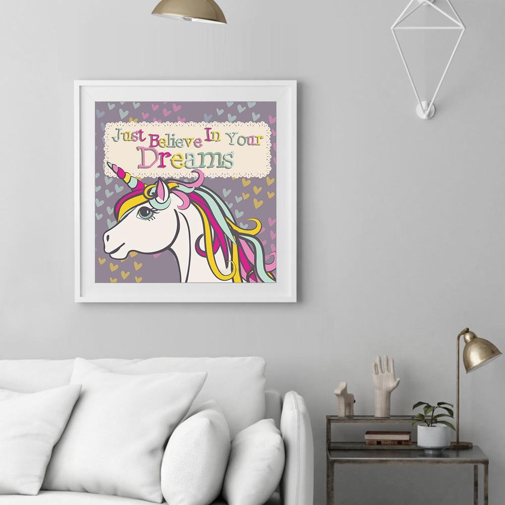 Unicornio diciendo pintura de diamante - Ronda completa - Cree en tus sueños