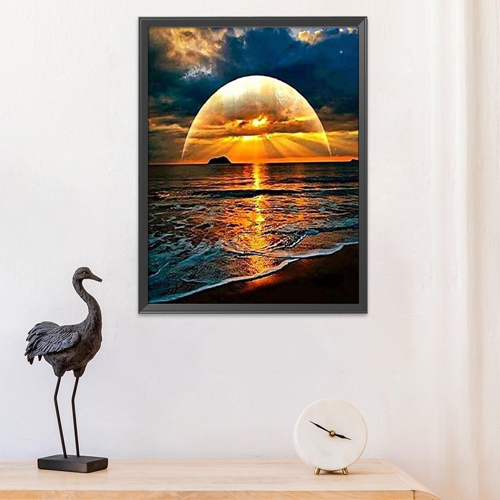 11ct Stamped Cross Stitch - Sunset In The Sea(40*50cm)