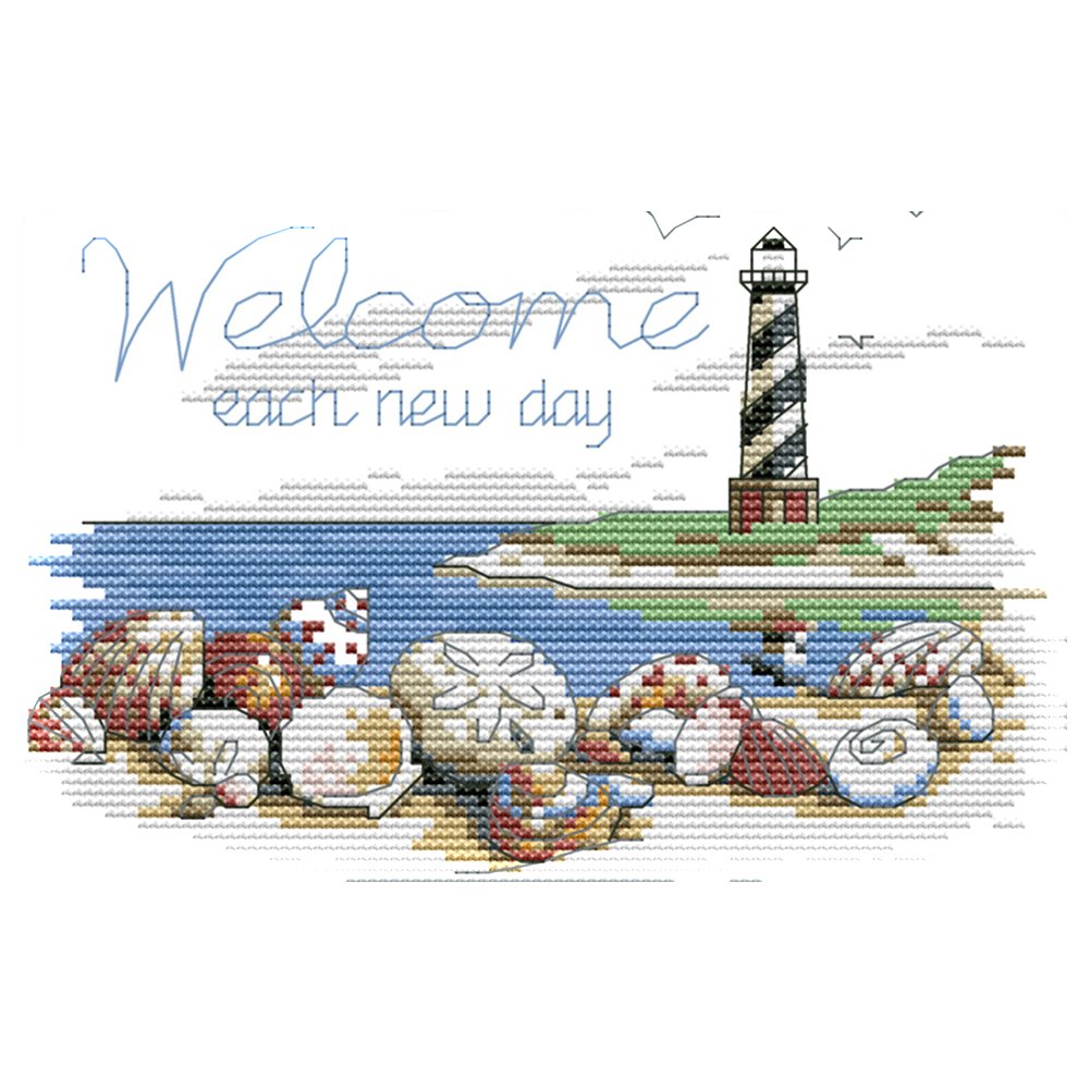 14ct Stamped Cross Stitch Shell Lighthouse (22*16cm)