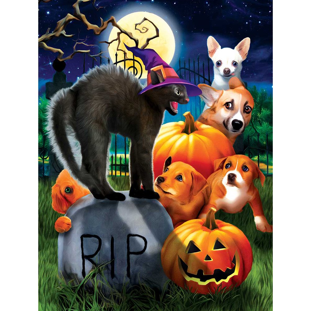 11ct Stamped Cross Stitch Halloween Animal (40*50cm)