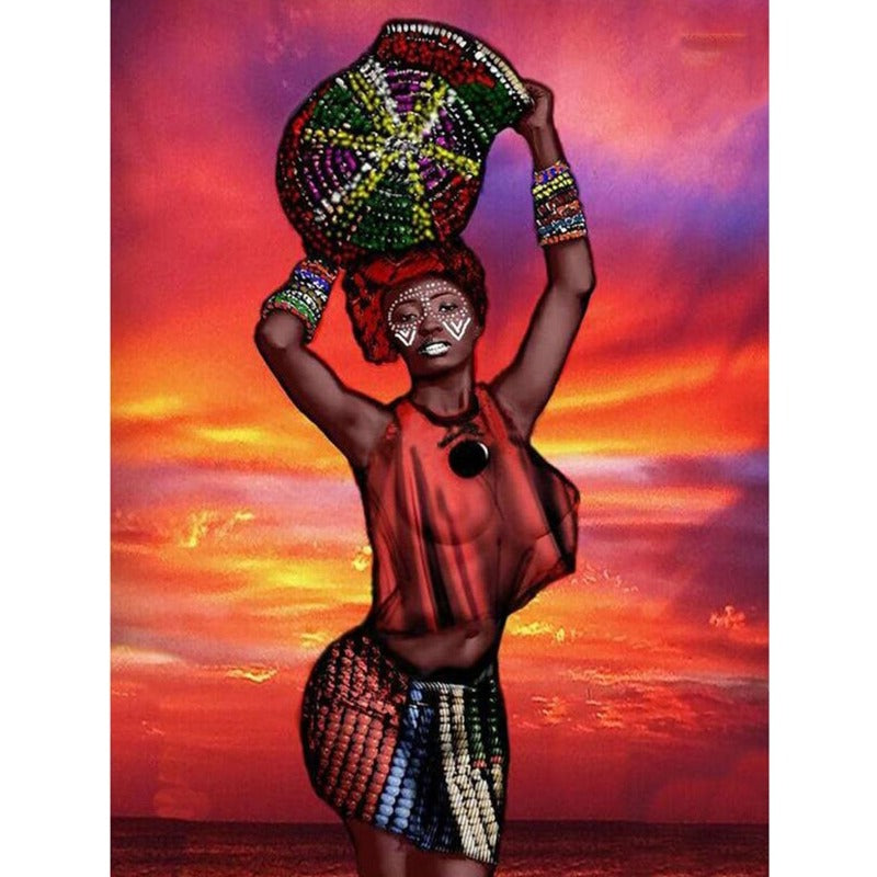 African Woman Full Round Diamond Painting Kits