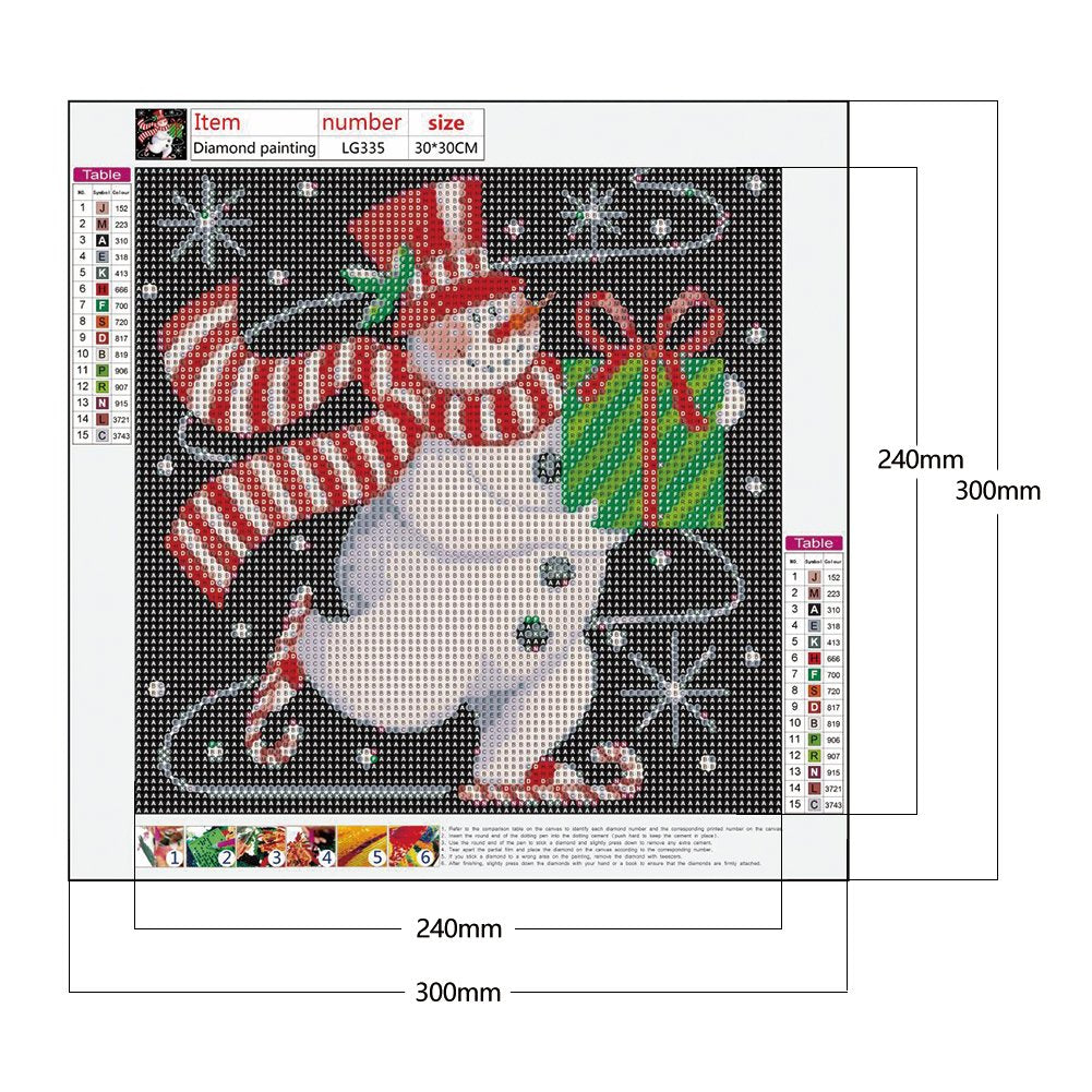 Skating Snowman Christmas Diamond Painting Canvas Size