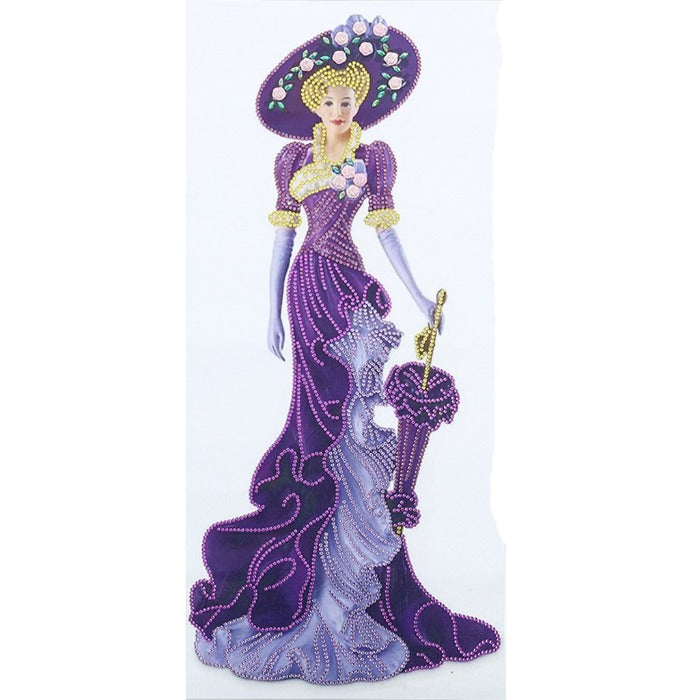 DIY 5D Crystal Rhinestone Diamond Painting Kit Purple Dress Lady (30*60cm)