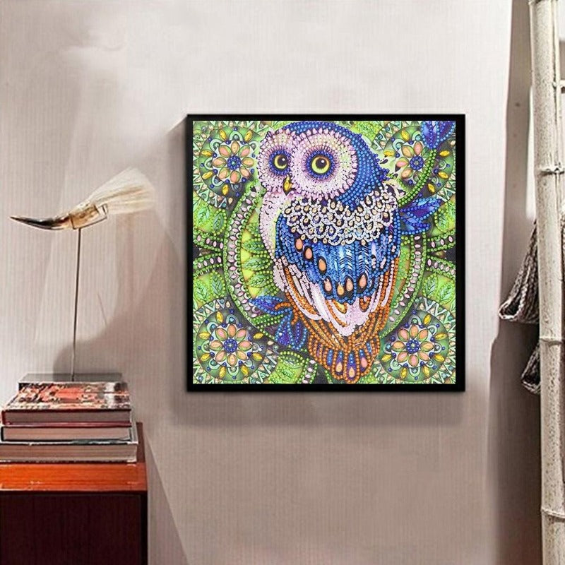 DIY 5D Crystal Rhinestone Diamond Painting Kit Blue Owl