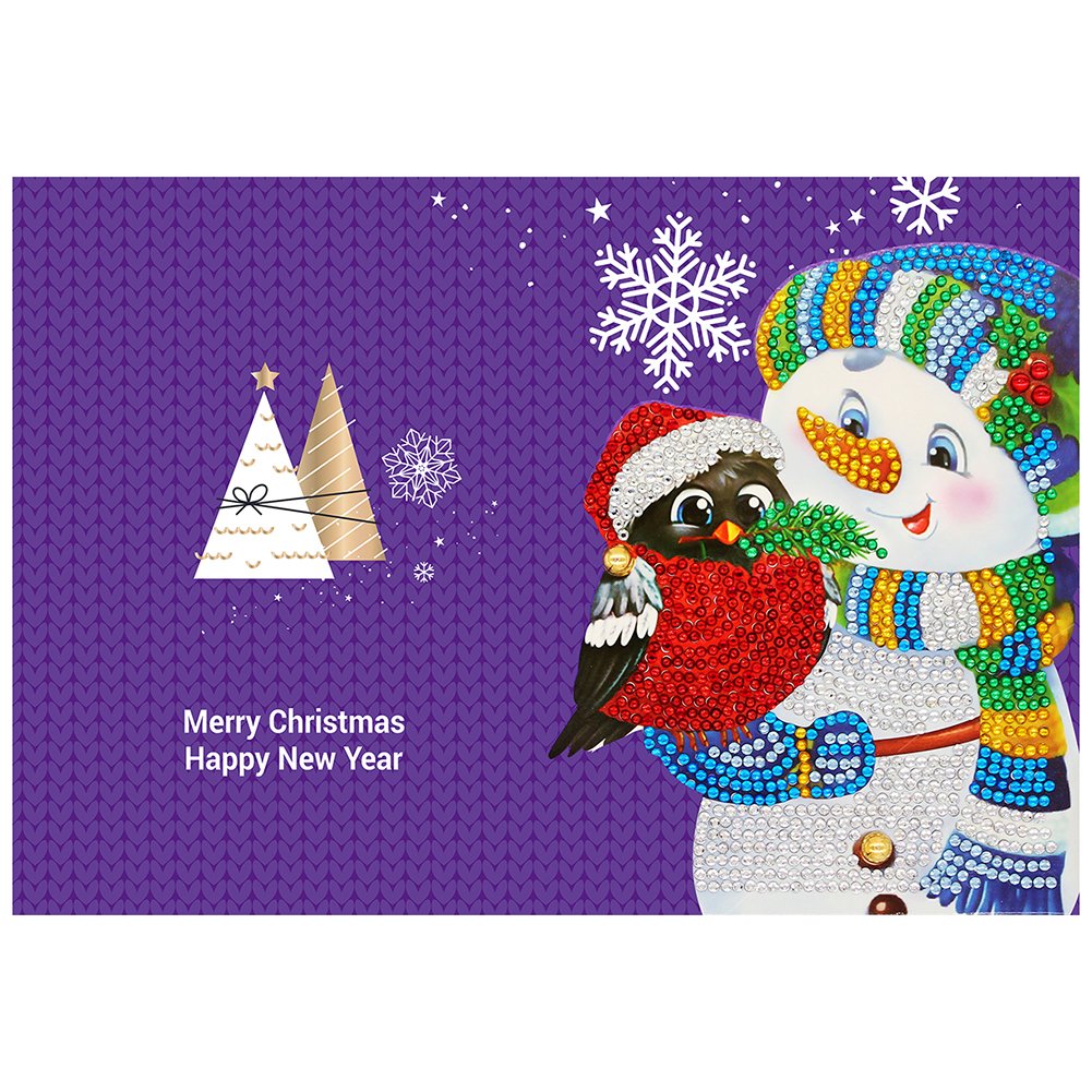 Snowman DIY Diamond Painting Holiday Greeting Card