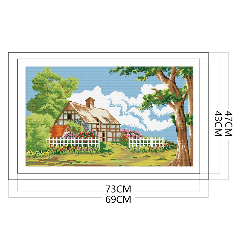 11ct Stitch Cross Stitch - Fence House(73*47cm)