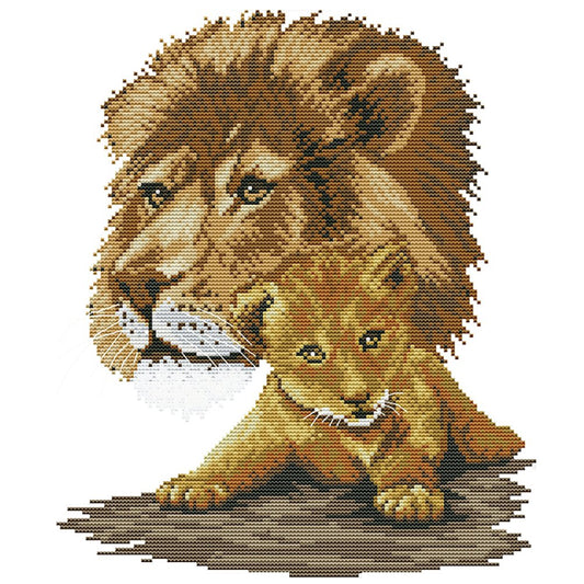 14ct Stamped Cross Stitch Lions (32*36cm)