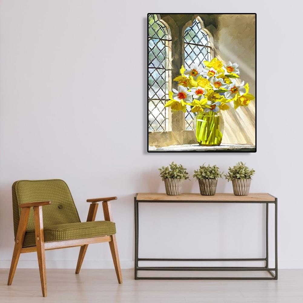 Paint By Number - Oil Painting - Window Flowers (40*50cm) B